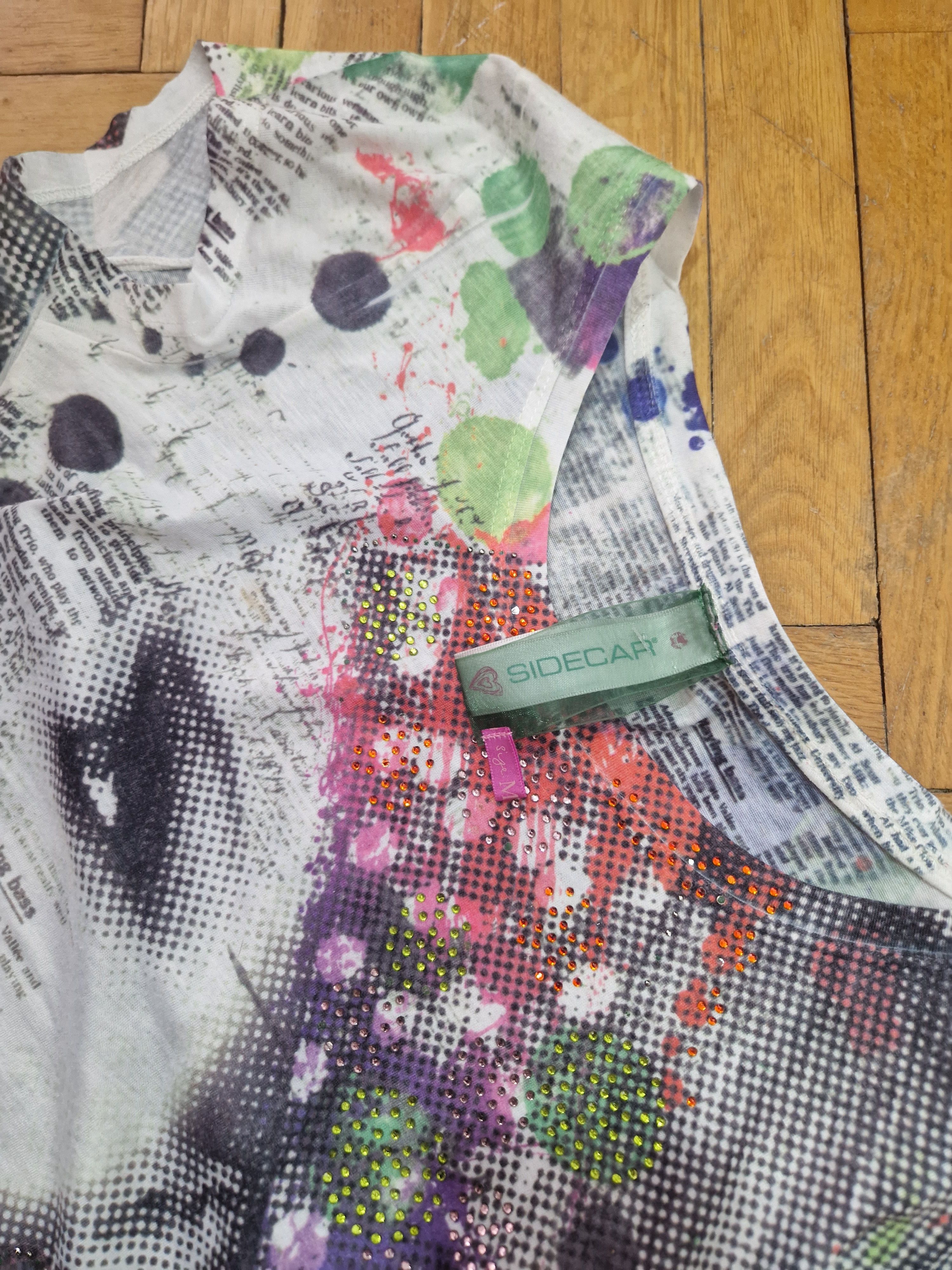 vintage avant garde y2k face newspaper galliano gaultier tee