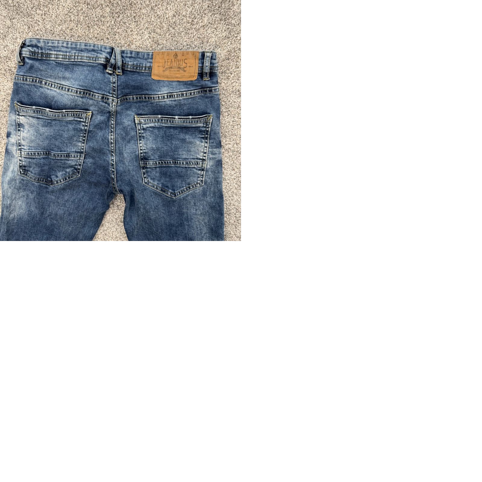 Denime Jeanius Jeans Mens 32x32 Blue Distressed Denim Slim Fit Classic Casual Pants Jeans Size US 32 / EU 48 - 9 Thumbnail