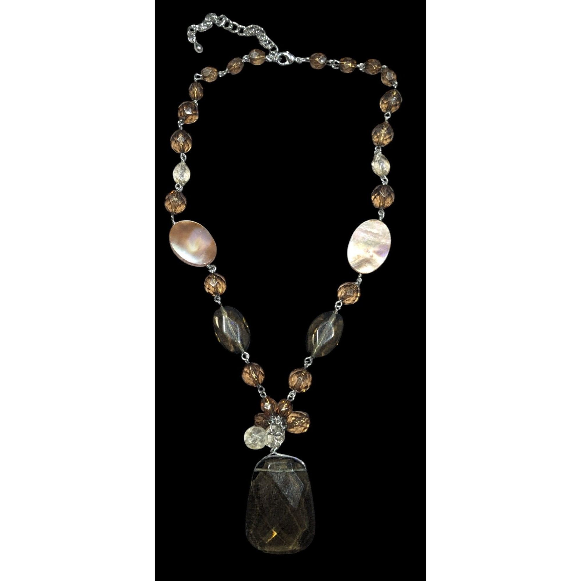 Other Retro Beaded Earth Tone Glass And Shell Necklace Size ONE SIZE - 1 Thumbnail