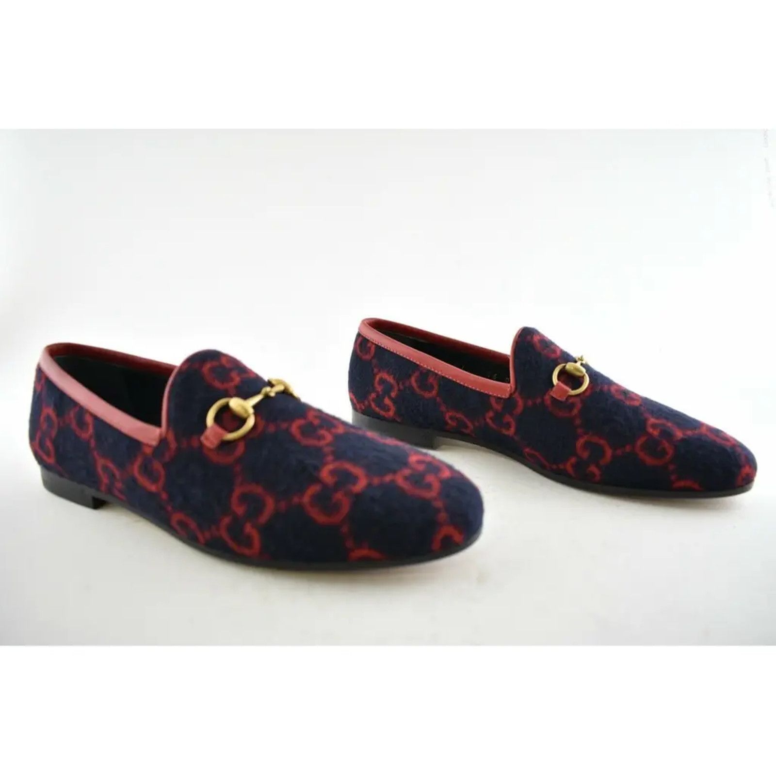 Gucci Gucci New Jordaan Wool Blue Red GG Logo Horsebit Size US 8 / IT 38 - 4 Thumbnail