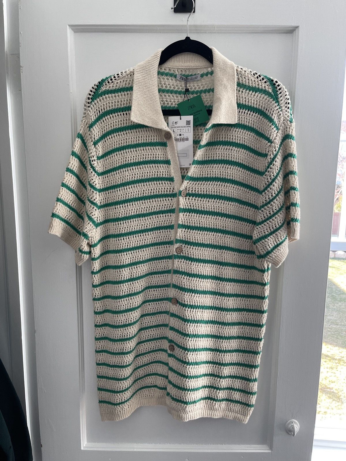 Zara Zara Green Crochet Shirt New with Tags RARE Size US L / EU 52-54 / 3 - 3 Thumbnail