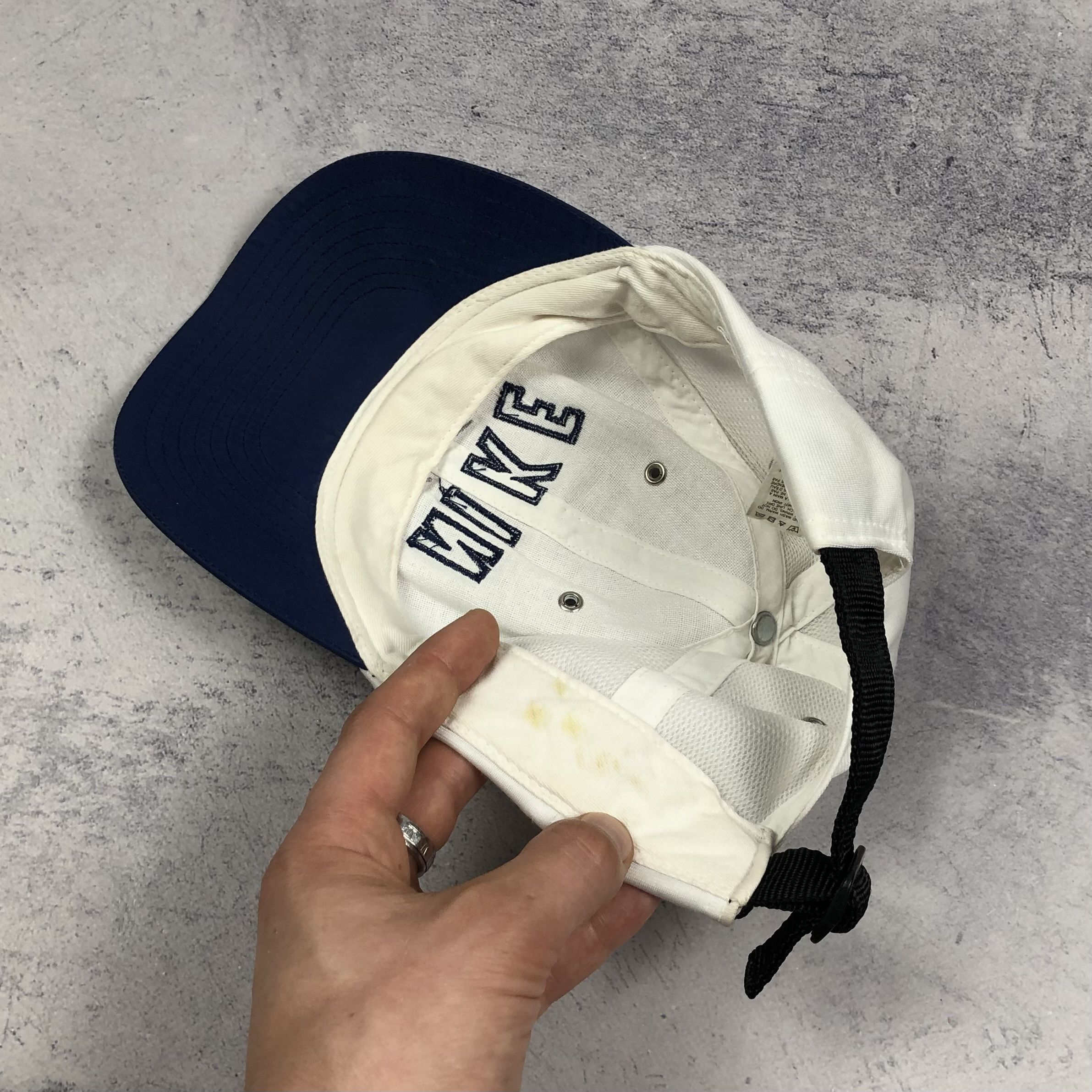 Nike Y2K Nike Centre Script Swoosh Logo Blue White Vintage Cap Size ONE SIZE - 10 Thumbnail