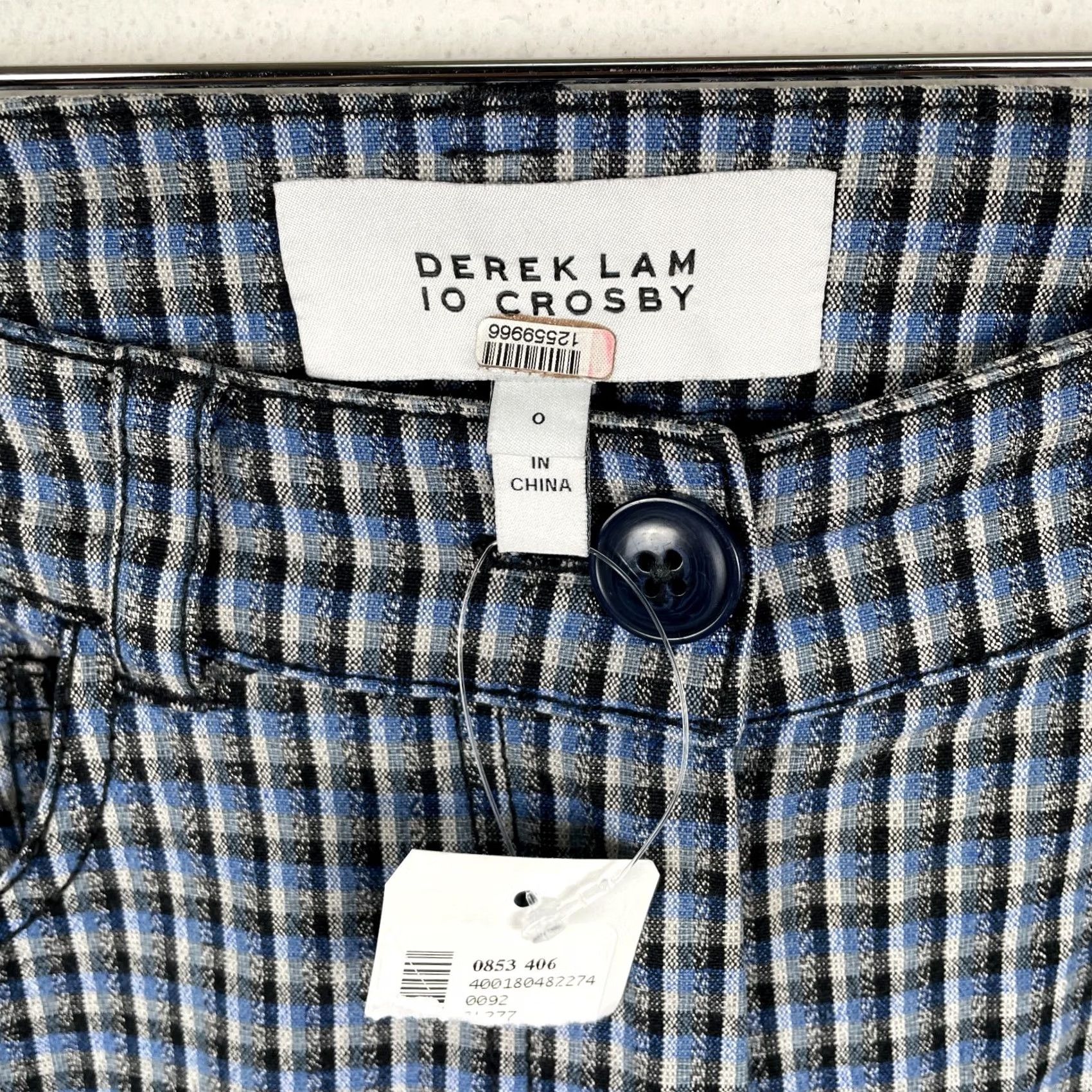 Vintage Derek Lam 10 Crosby Pants Womens Plaid Blue Flared Cropped Trousers Size 0 NEW Size 25" / US 0 / IT 36 - 5 Thumbnail