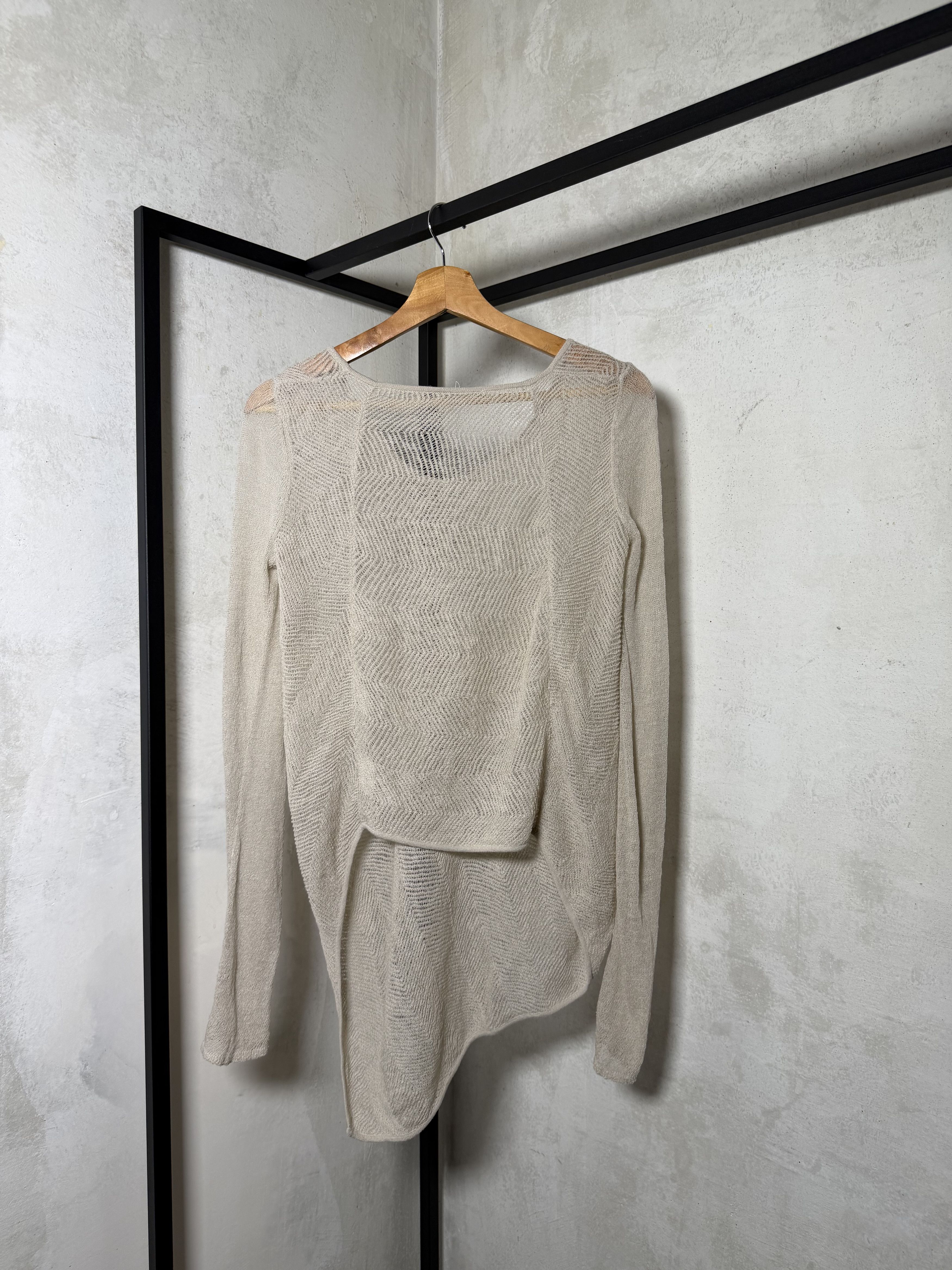 Helmut Lang HELMUT LANG Asymmetrical Hem Beige Gauze Knitted Long Sleeve Size M / US 6-8 / IT 42-44 - 4 Thumbnail