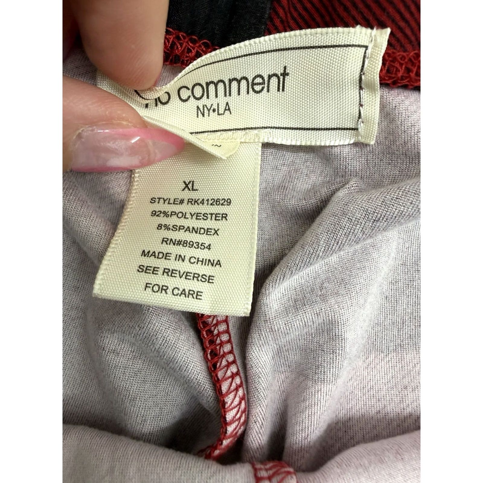 Vintage No Comment Ankle Womens XL Black Leggings Size Red Plaid PullOn Size 40" / US 18 - 4 Thumbnail