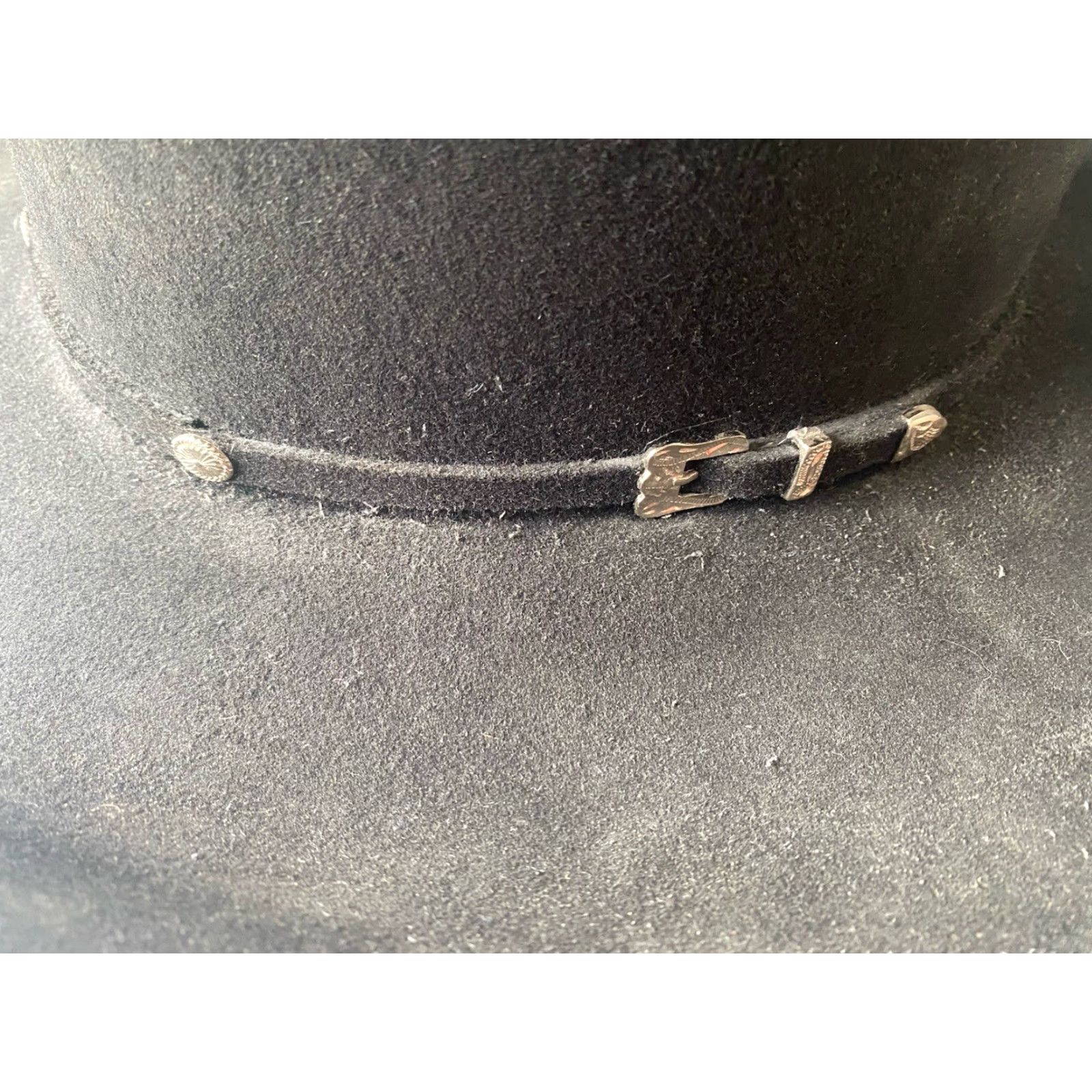 Vintage MHT Cowboy Hat 3X Beaver Blend With Belt Buckle Band Black Size 7 1/8 57 Men Mens Size ONE SIZE - 4 Thumbnail