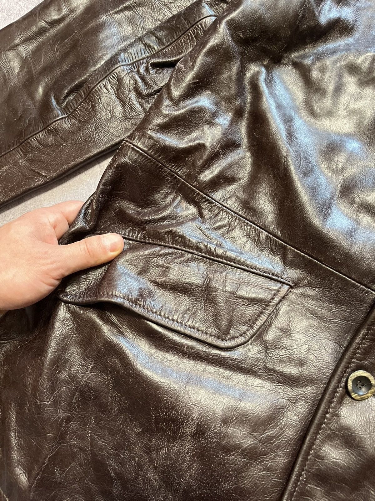 Marlboro Classics Vintage Leather USED Marlboro leather car coat jacket Size US XL / EU 56 / 4 - 3 Thumbnail