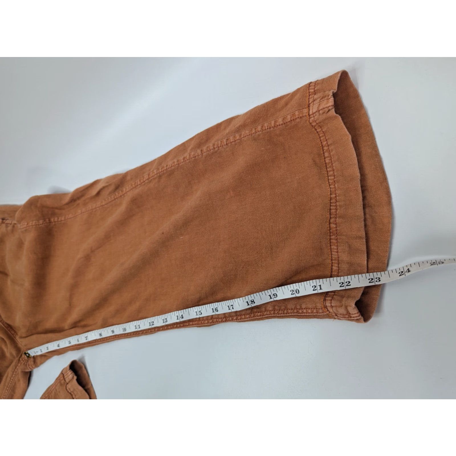 Vintage American Eagle Pants Wide-Leg Cropped Linen Women's 8 Orange Festival Boho Casual Travel Size 30" / US 8 / IT 44 - 6 Thumbnail