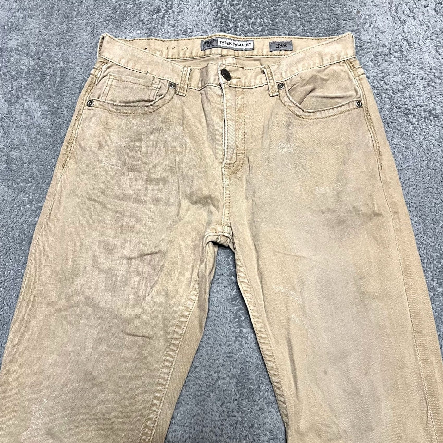 BKE BKE Jeans Tyler Straight Buckle Chino Pants 33x30 Mens Khaki Tan Buckle Pants Size US 33 - 2 Thumbnail