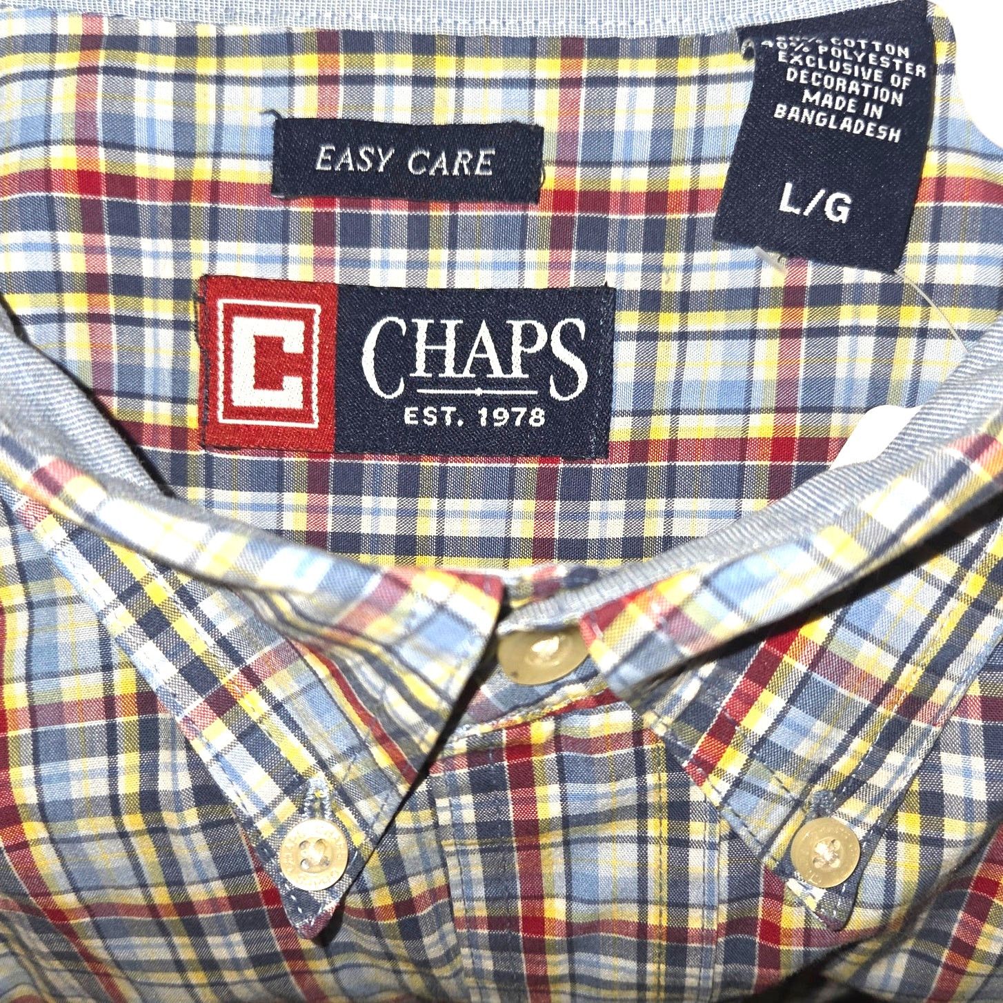 Chaps Chaps Large Plaid Short Sleeve Multicolor Button Up Size US L / EU 52-54 / 3 - 6 Thumbnail