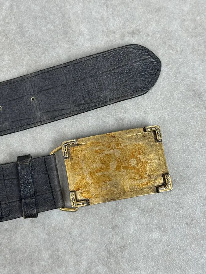 Just Cavalli Cavalli Black Leather Golden Buckle Dirt Effect Belt Size ONE SIZE - 6 Thumbnail