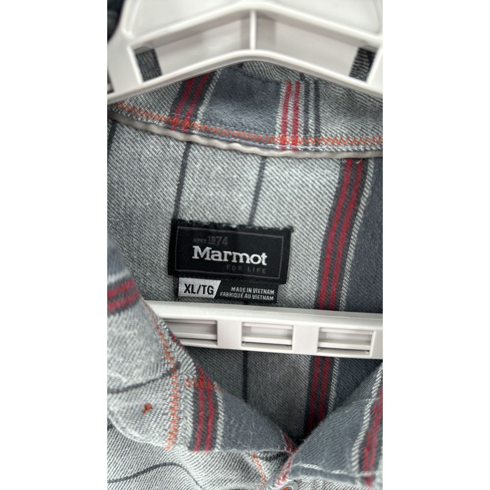 Marmot Marmot gray red Striped button down wool blend gorpcore XL Size US XL / EU 56 / 4 - 6 Thumbnail