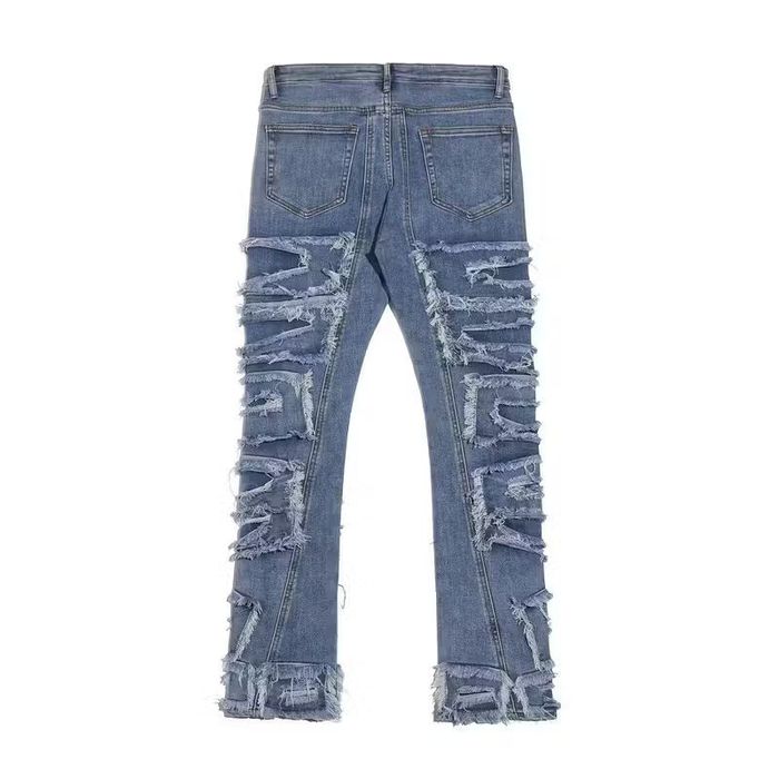 Vintage ripped fade flare damaged jeans | Grailed