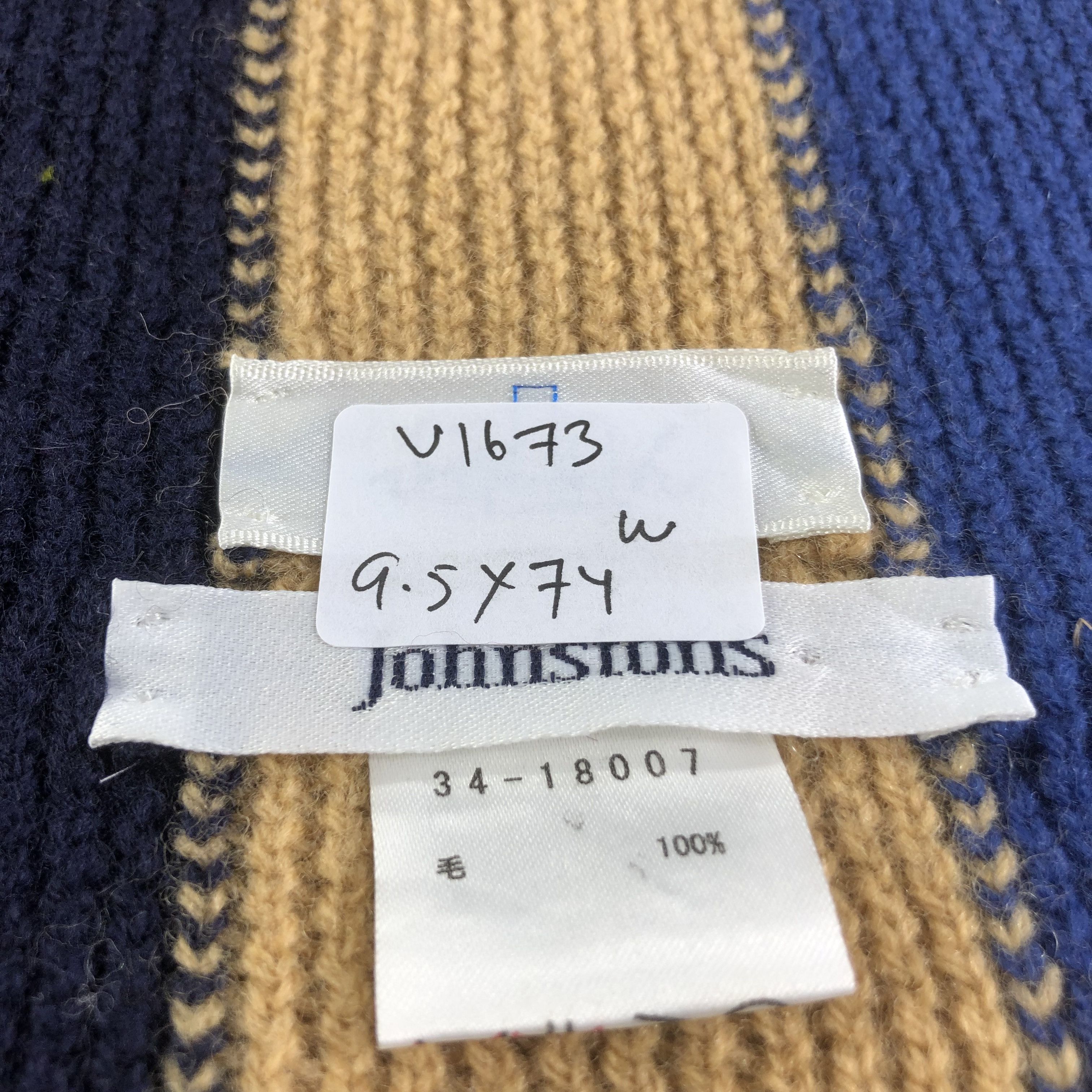 Johnstons Of Elgin Johnstons Stripes Knit Wool Scarf Muffler V1673 Size ONE SIZE - 6 Thumbnail