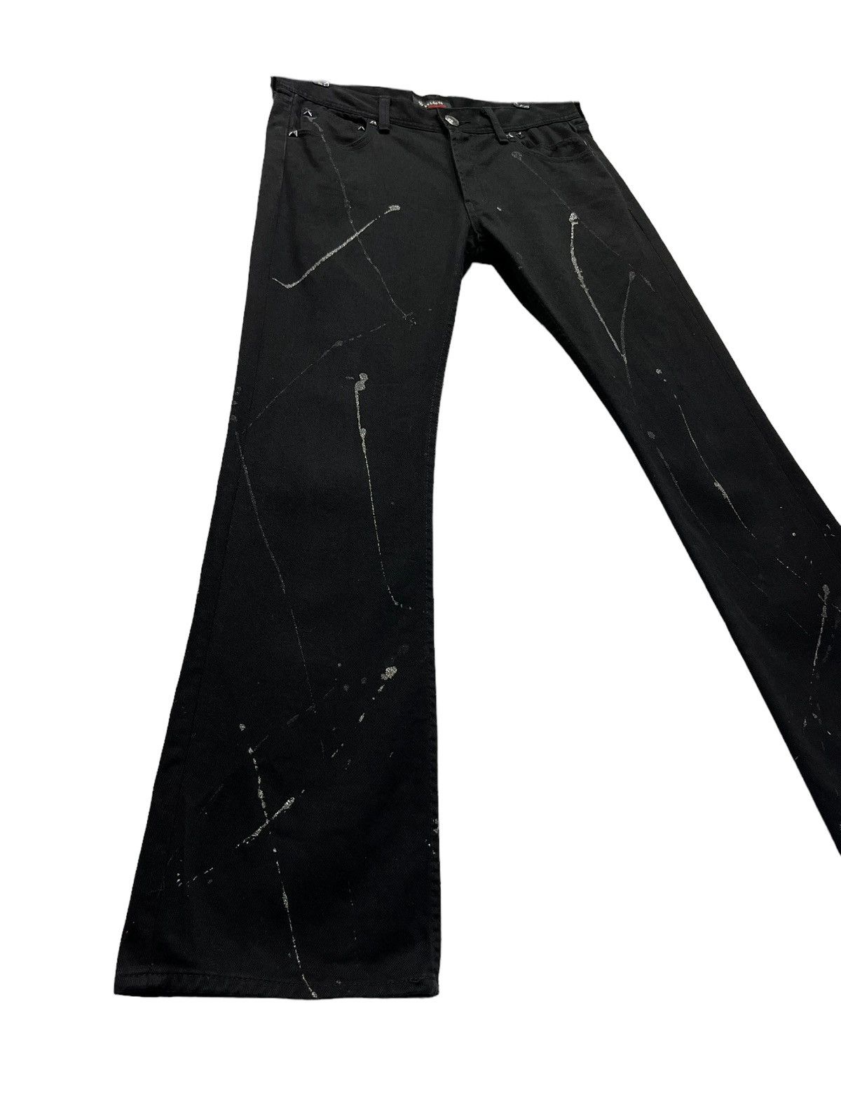 FLARE🔥SORRIDERE Glitter Splash Union Jack Punk Gothic Denim