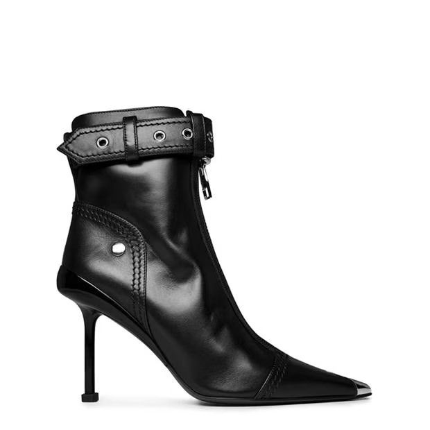 o1g2r1mq0824 Biker Slash Ankle Boots in Black & Silver
