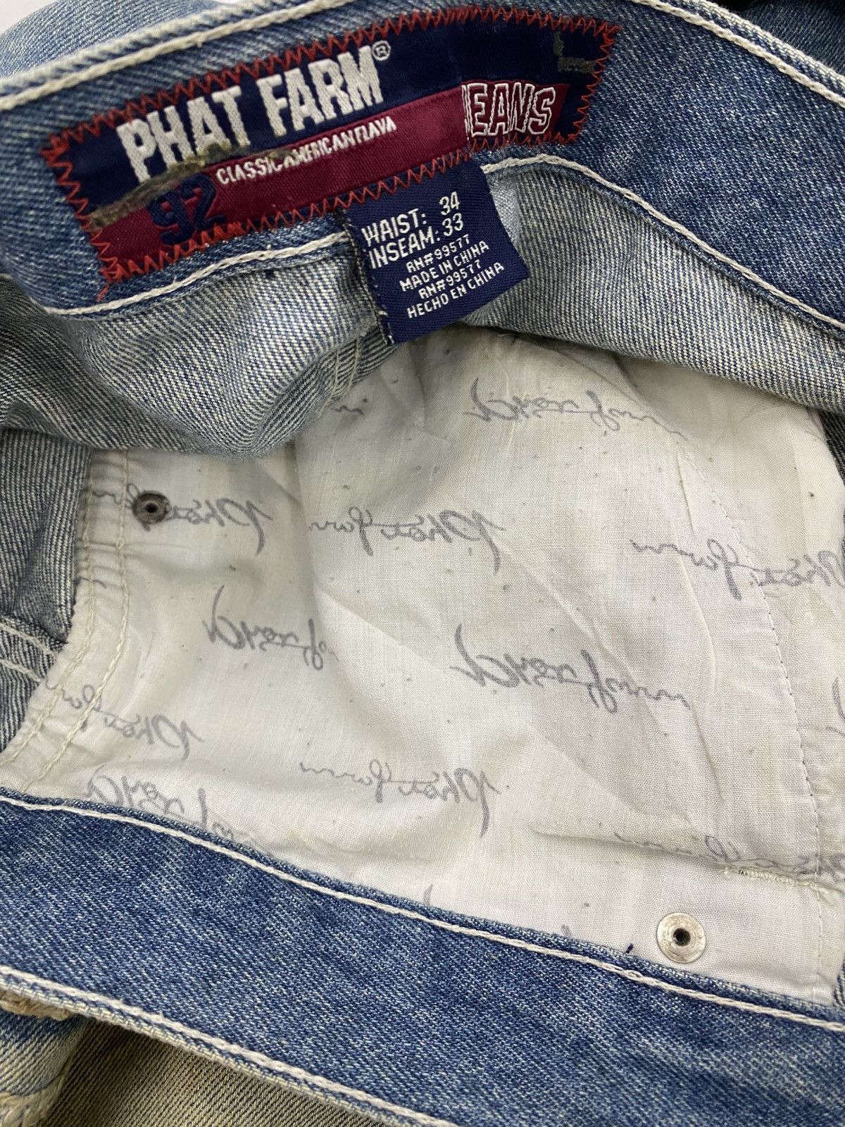 Phat Farm Y2k Phat Farm baggy spellout denim pants Size US 36 / EU 52 - 14 Thumbnail