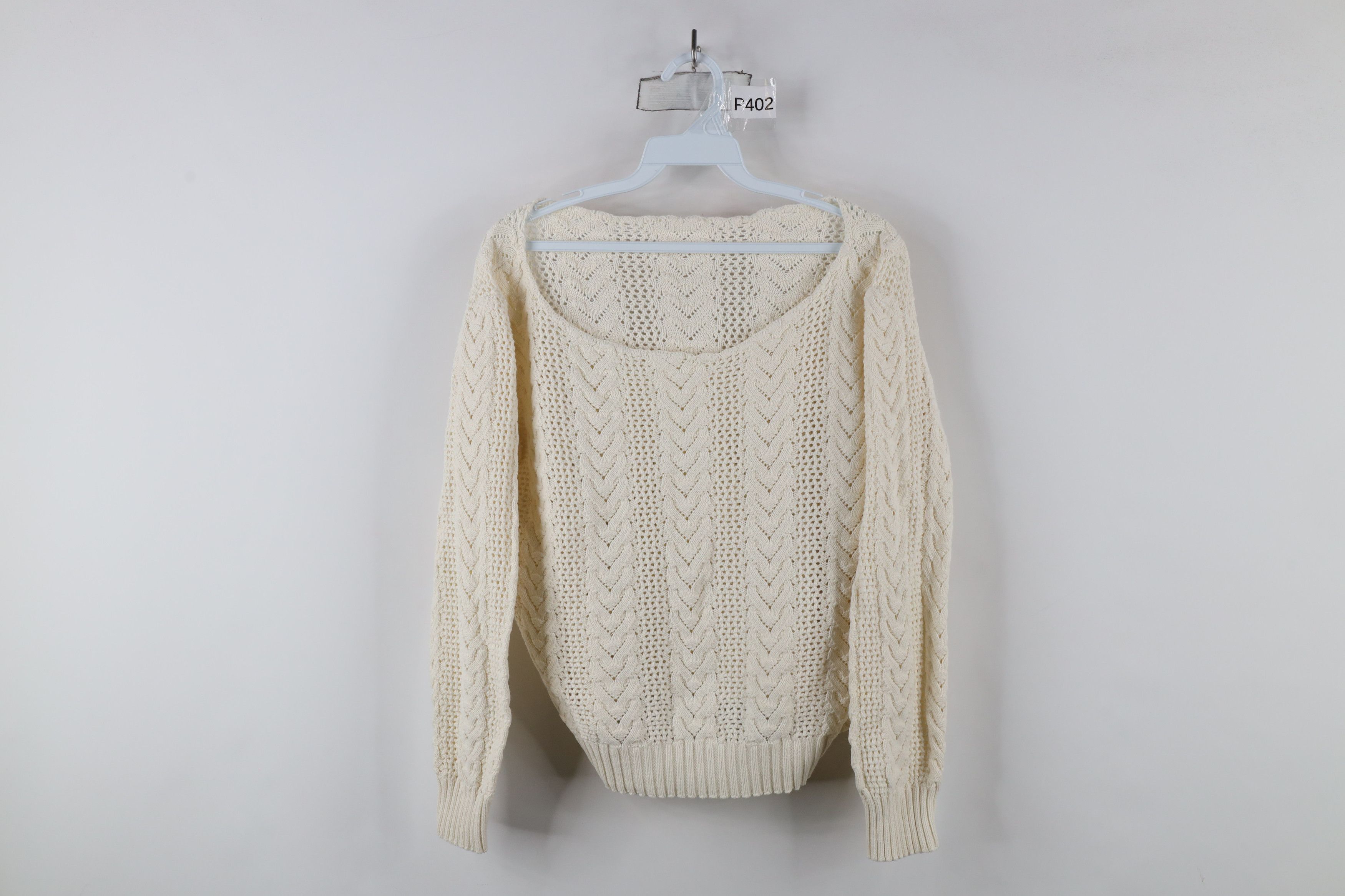 Vintage Vintage 90s Streetwear Fisherman Knit Aran Sweater Cream Size L / US 10 / IT 46 - 1 Thumbnail