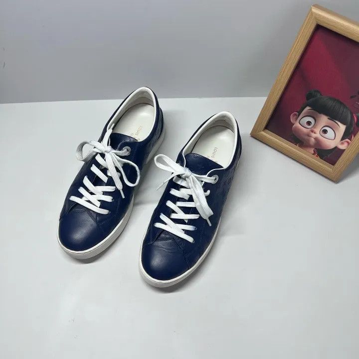 Louis Vuitton Louis Vuitton Blue Leather Casual Sneakers for Women -2508 Size US 5 / IT 35 - 1 Thumbnail