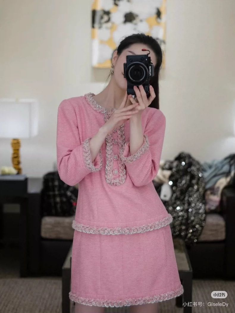 Chanel Chanel 23c pink embroidered rolled-edged dress Size XS / US 0-2 / IT 36-38 - 6 Thumbnail