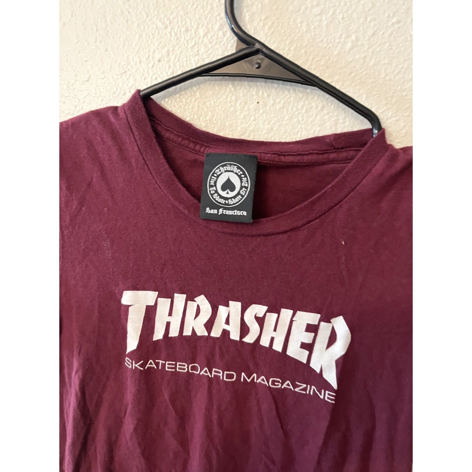 Thrasher VINTAGE Thrasher Magazine T-Shirt Men XS Crew Neck Short Sleeve Cotton Graphic Maroon Outdoors Skateboarding Size US XS / EU 42 / 0 - 2 Thumbnail
