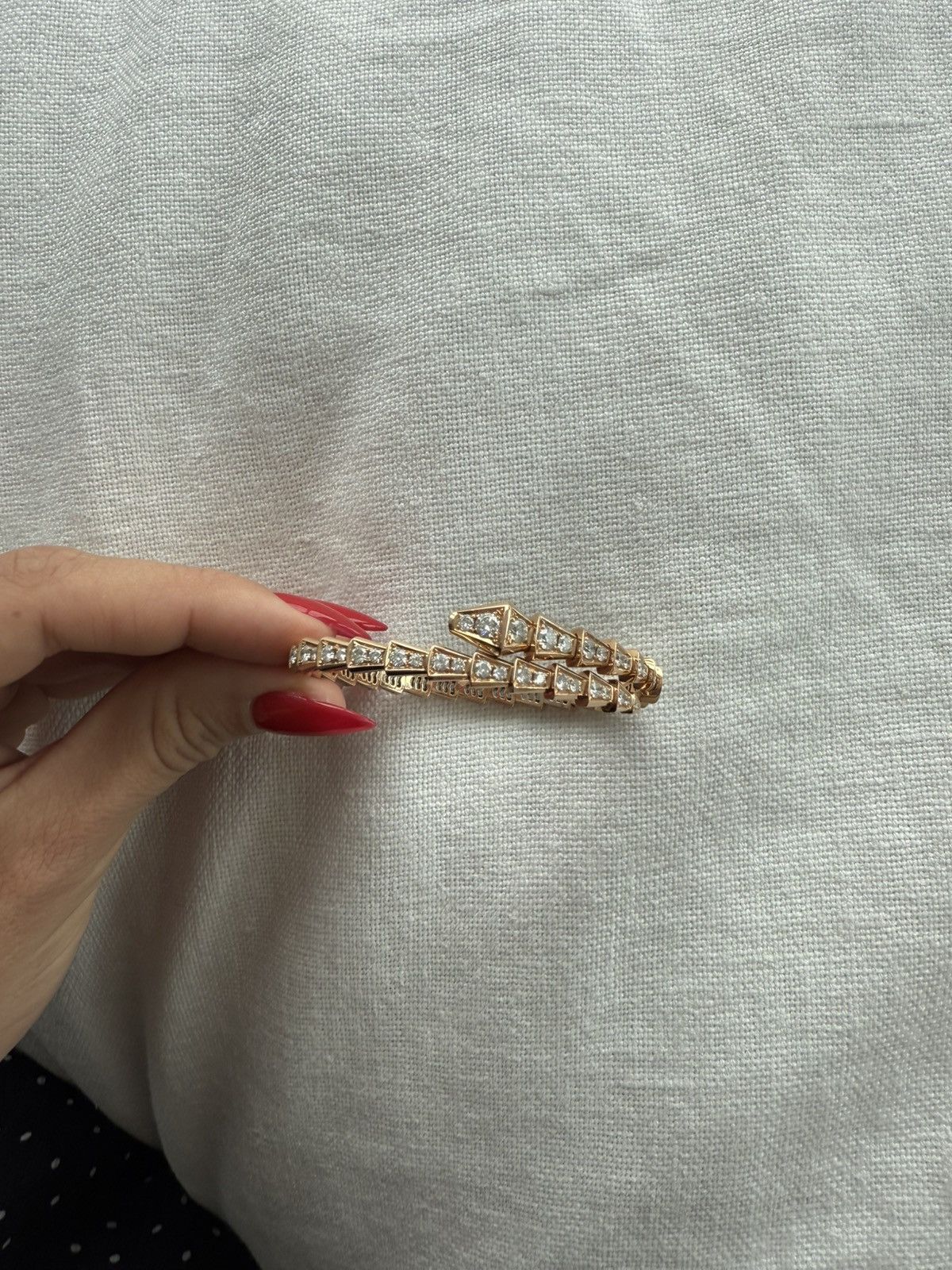 Bvlgari BVLGARI Serpenti Viper 18K Rose Gold Pavè Diamond Bracelet Size ONE SIZE - 1 Thumbnail