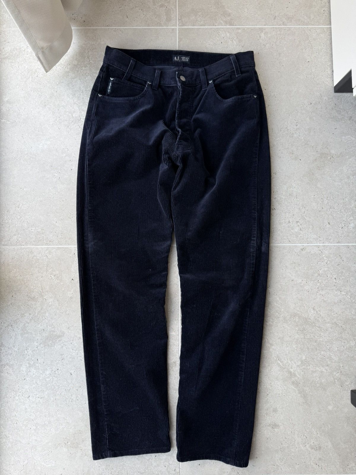 Armani Vintage 90s Giorgio Armani Jeans Corduroy Blue Pants 32 Size US 32 / EU 48 - 1 Thumbnail