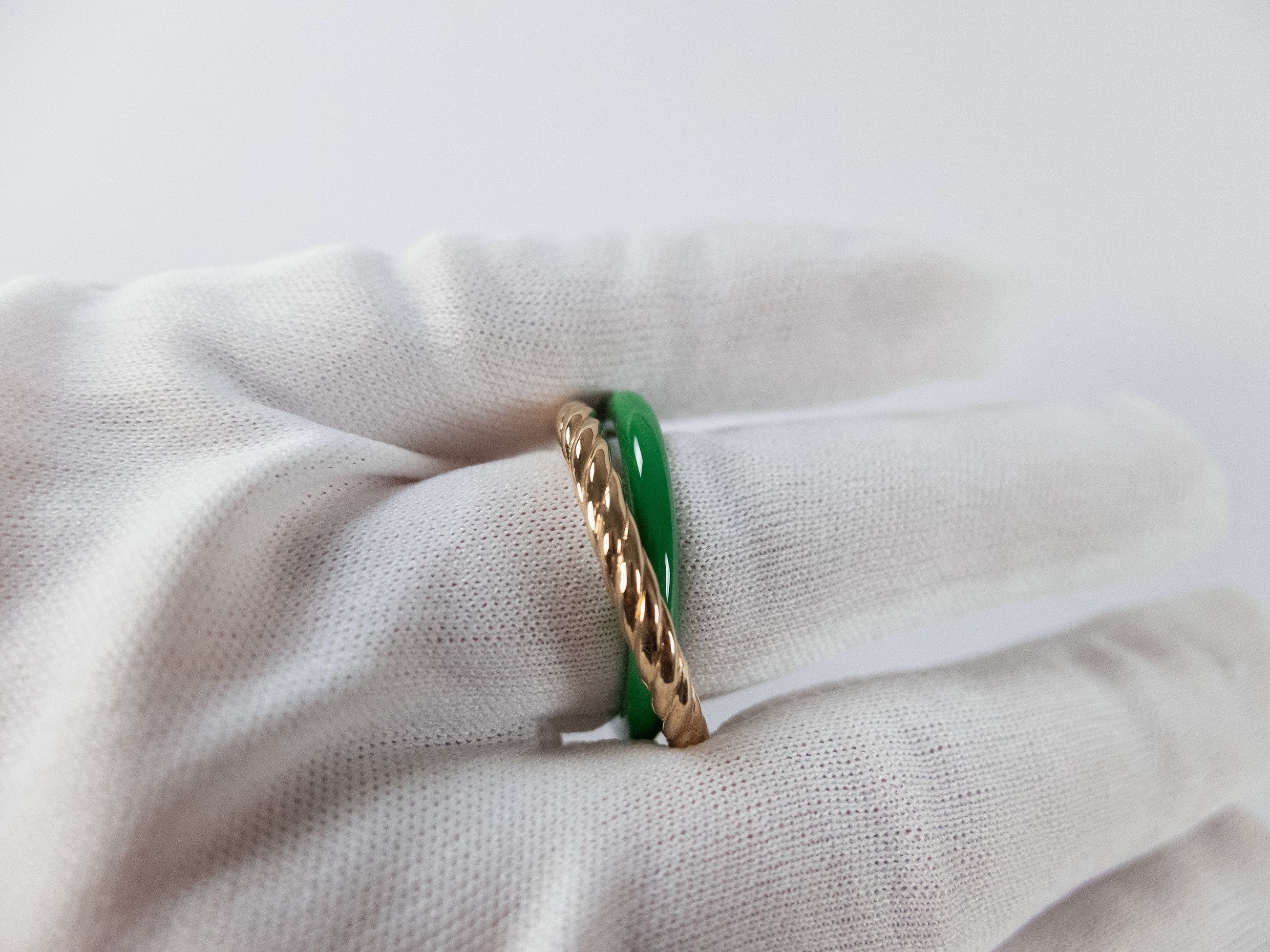 Bottega Veneta BOTTEGA VENETA green and gold silver double ring 8 17 q Size ONE SIZE - 3 Thumbnail