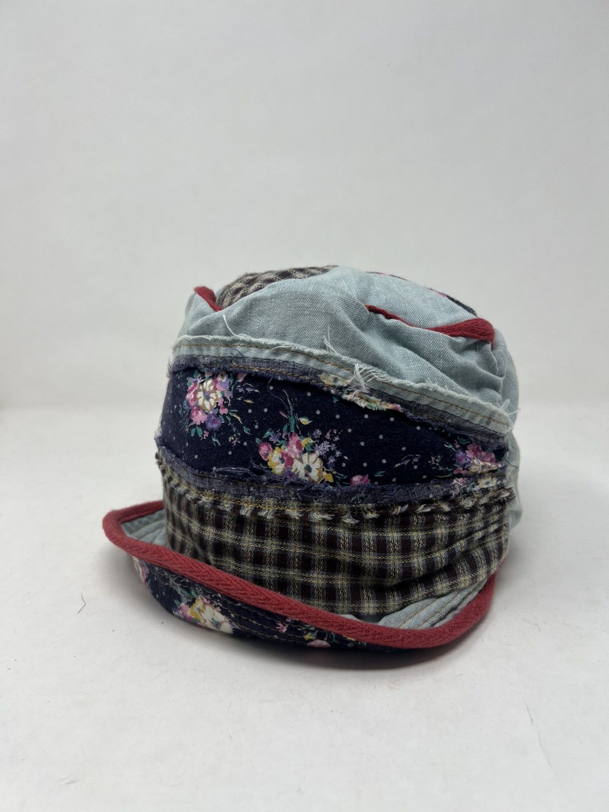 If Six Was Nine Patchowork Sashiko Indigo Hat Size ONE SIZE - 6 Thumbnail