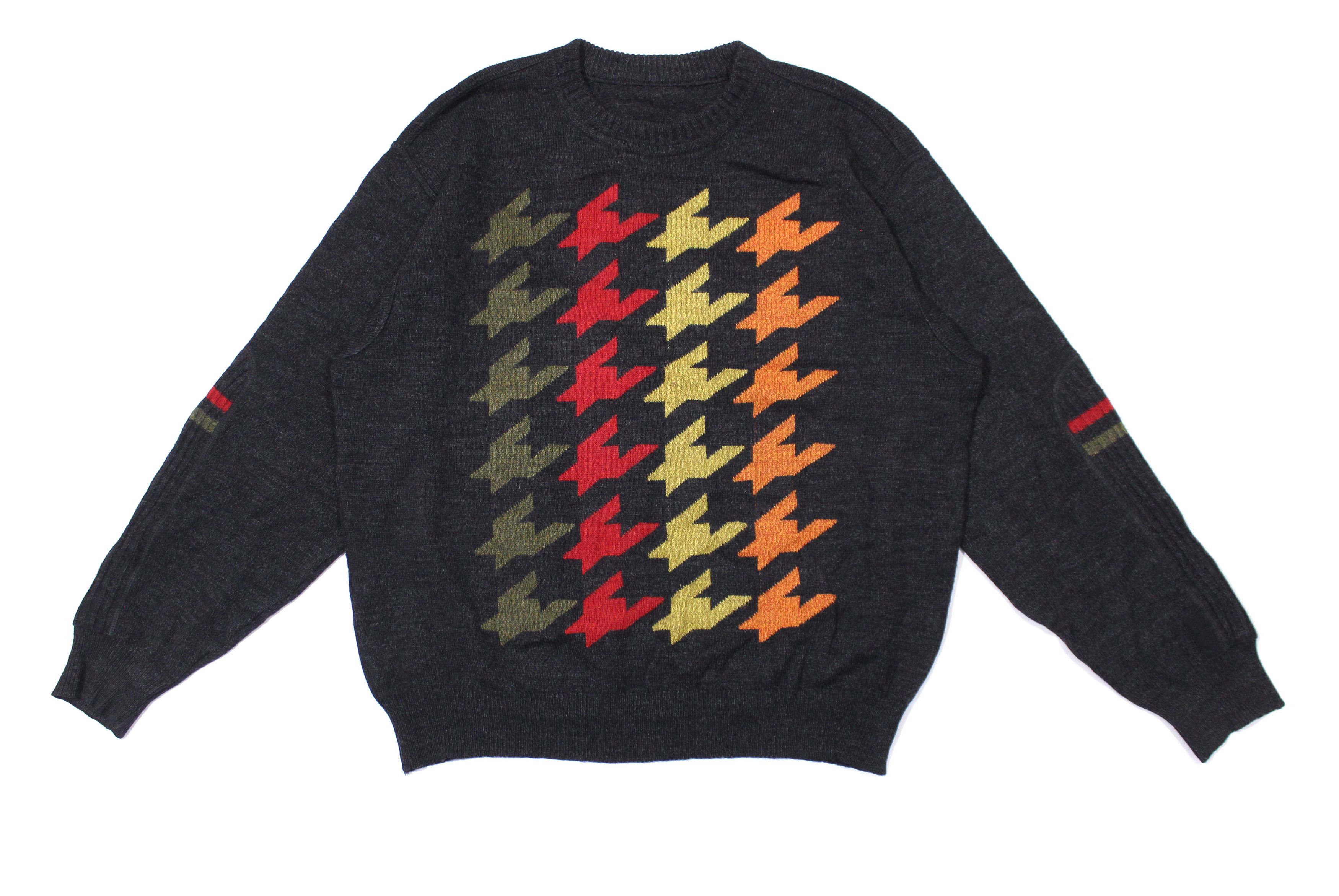 Carlo Colucci × Vintage 90S Pattern Wool Acryl Knit Sweater Size US L / EU 52-54 / 3 - 1 Thumbnail