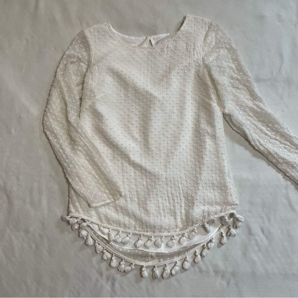 Other STS Sail To Sable White Silk Long Sleeve Tassel Blouse Size Size XXS / US 00 / IT 34 - 5 Thumbnail