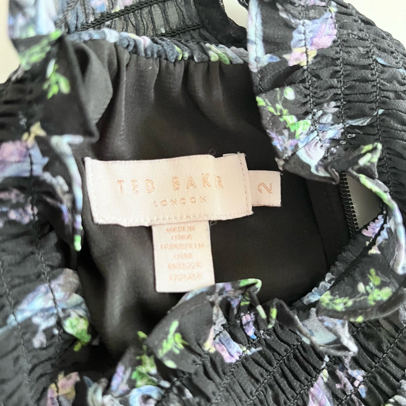 Ted Baker Ted Baker Hilaina Love Birds Black Cold-Shoulder Midi Dress Size M / US 6-8 / IT 42-44 - 8 Thumbnail