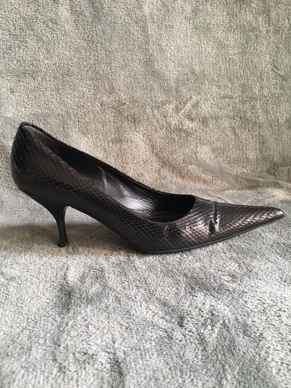 Prada PRADA Black Leather Snake Design Heels Pumps Size EU 39 Size US 9 / IT 39 - 10 Thumbnail