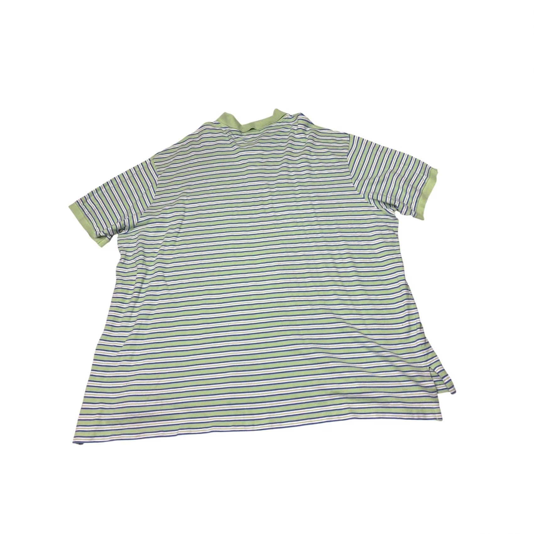Polo Ralph Lauren Polo Ralph Lauren Polo Shirt Mens 4XB Big & Tall Striped Cotton Pique Green Blue White with Pink Pony Logo Shirt Size US XXL / EU 58 / 5 - 4 Thumbnail