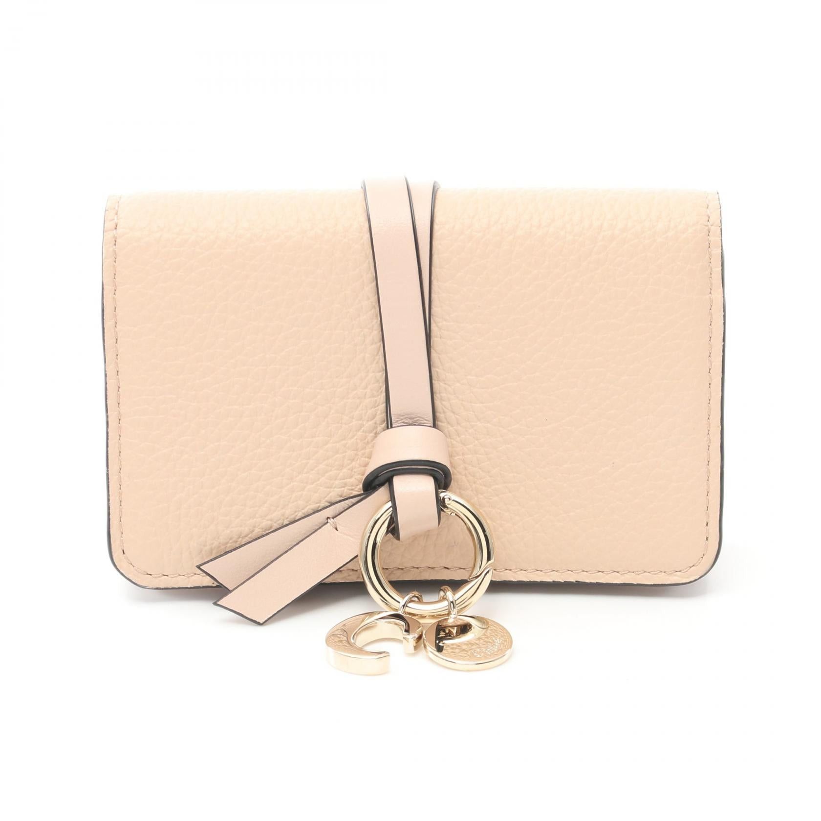 Chloe Alphabet Card Case Leather Beige