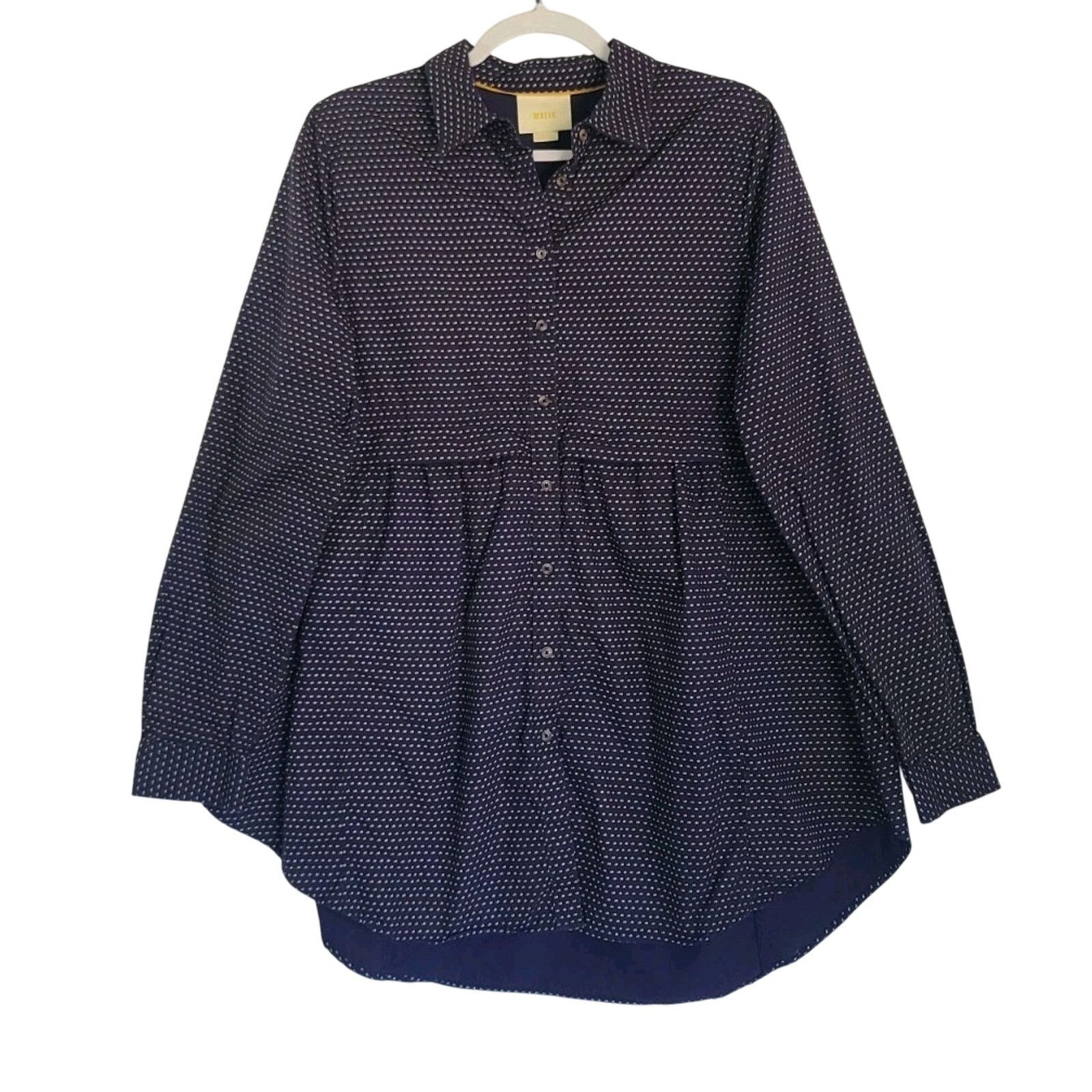 Anthropologie Anthropologie Maeve Navy Blue Polka Dot Tunic Top Large Size L / US 10 / IT 46 - 5 Thumbnail