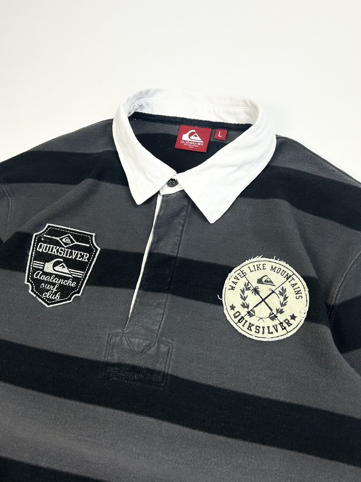 Quiksilver Vintage Quiksilver Striped Rugby Shirt Jersey Grey Y2K Size US L / EU 52-54 / 3 - 8 Thumbnail