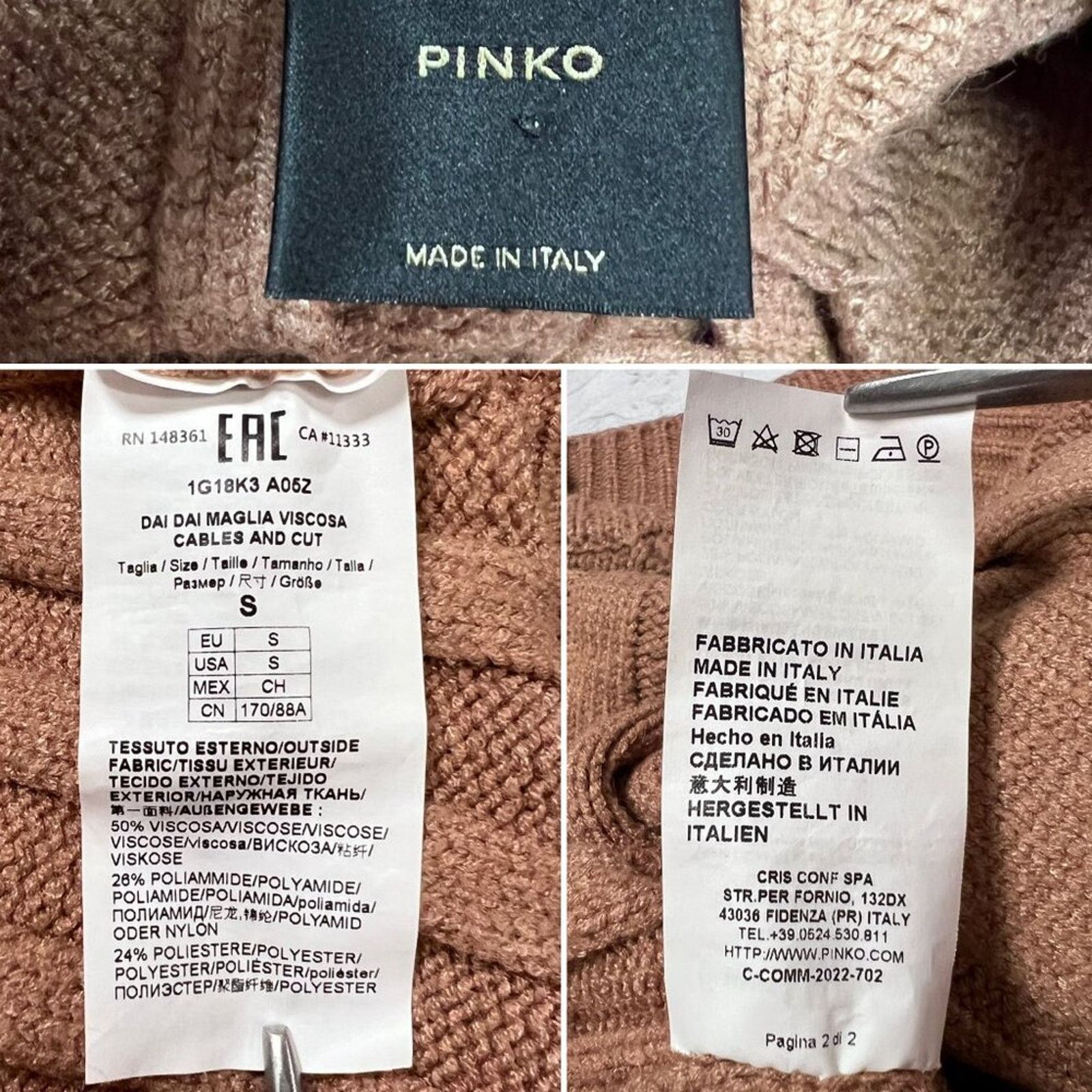 Pinko Pinko Dai Dai Distressed Ribbed Knit Sweater Brown Size S Size S / US 4 / IT 40 - 5 Thumbnail