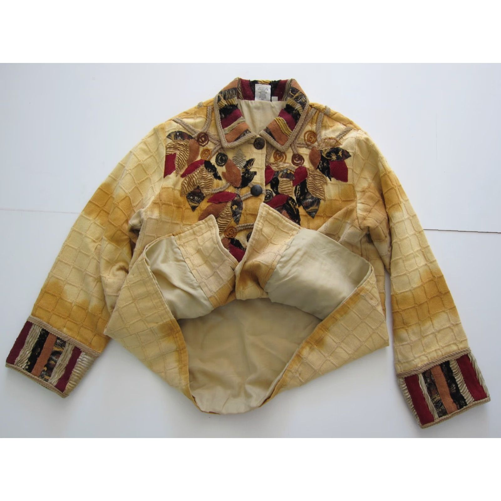 Vintage Vtg Parsley & Sage Cotton Yellow Red Patch Embroidered Collared Button Jacket L Womens Size L / US 10 / IT 46 - 7 Thumbnail