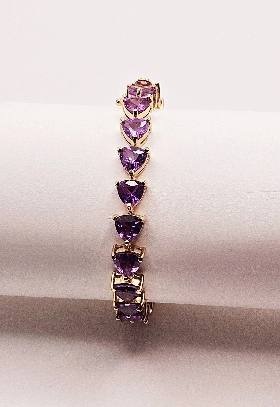 Sterling Silver Sterling Silver Tennis Bracelet Purple Alexandrite Gold 6.5" Size ONE SIZE - 5 Thumbnail