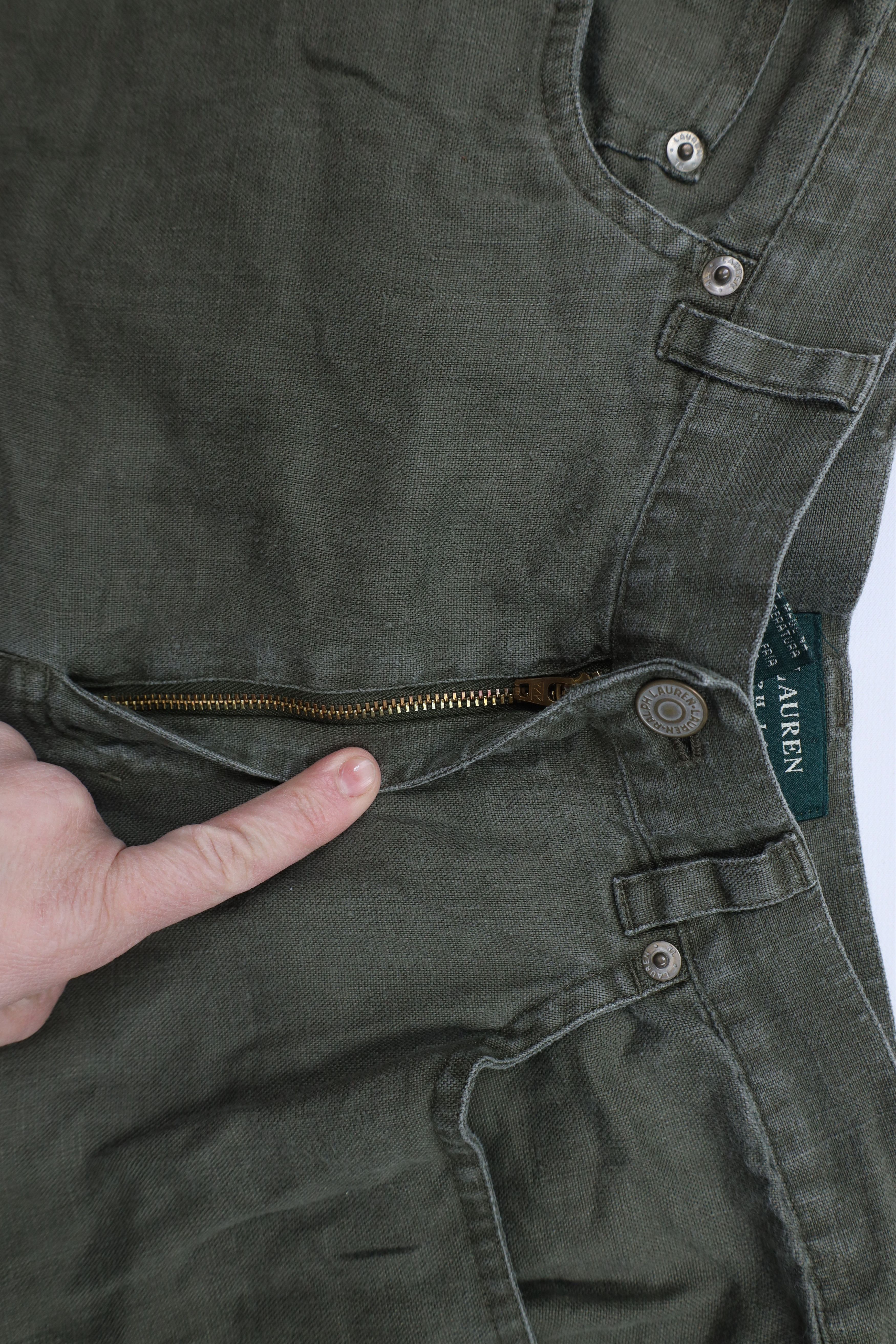Ralph Lauren × Vintage Vintage 90s Ralph Lauren Relaxed Fit Linen Chino Pants Green Size 32" / US 10 / IT 46 - 6 Thumbnail