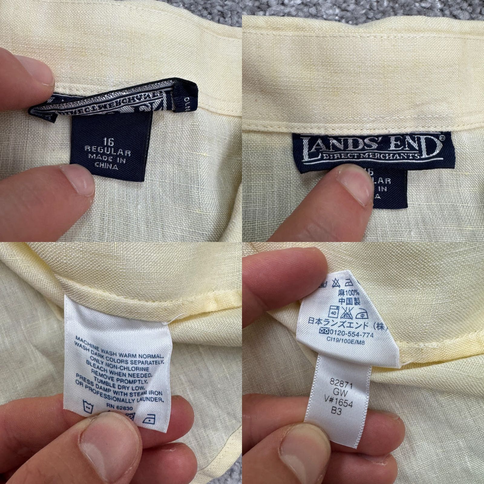 Lands' End Lands' End Linen Button-Up Shirt Womens 16 Yellow Short Sleeve Casual Summer Size XXL / US 16-18 / IT 52-54 - 8 Thumbnail