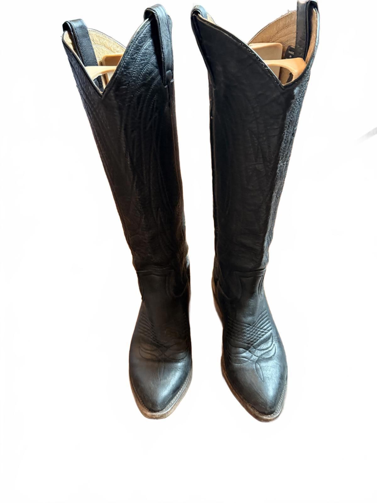 Frye Frye Classic Black Leather Cowboy Boots Size US 6.5 / IT 36.5 - 1 Thumbnail