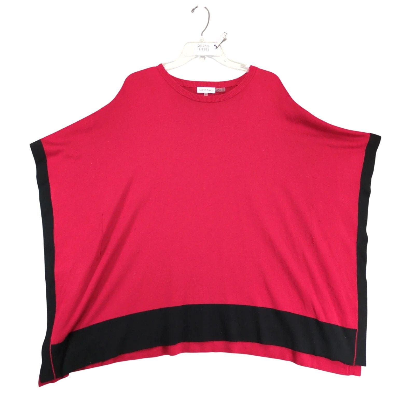 Calvin Klein Calvin Klein Red & Black Soft Knit Poncho Sweater Womens S/M Size M / US 6-8 / IT 42-44 - 1 Thumbnail