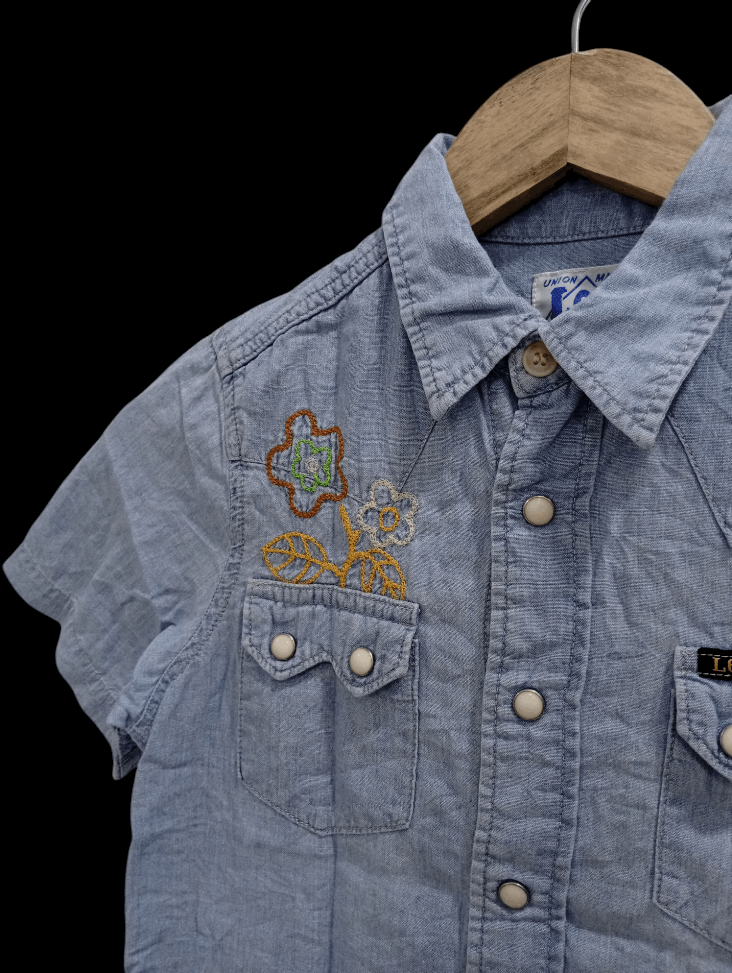 Lee × Vintage 🔥🔥Lee Riders Kids Boys Embroidery Denim Shirt Size US XXS / EU 40 - 11 Thumbnail