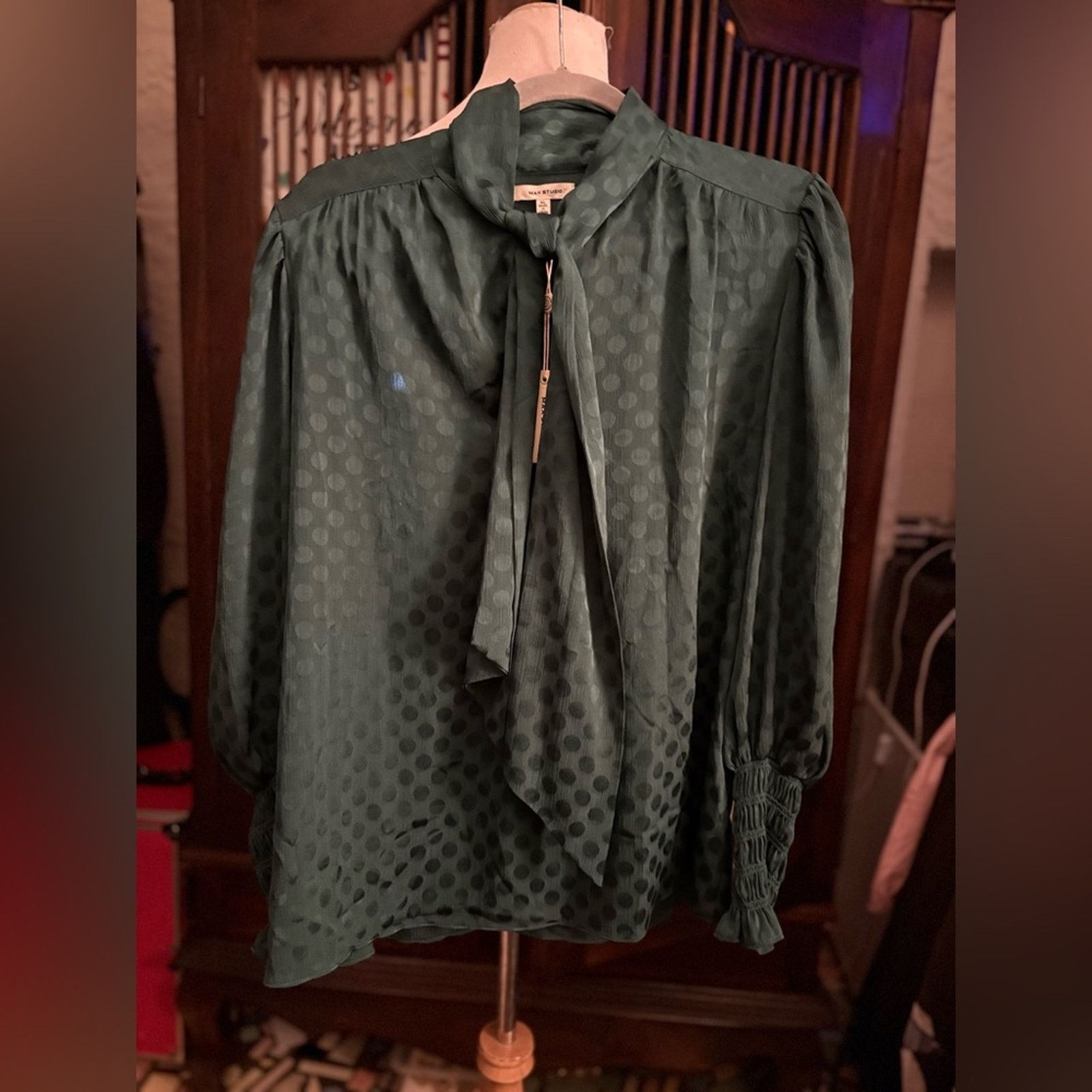 Max Mara Nwt- Max Studio-Tie neck blouse- XL Size XL / US 12-14 / IT 48-50 - 2 Thumbnail