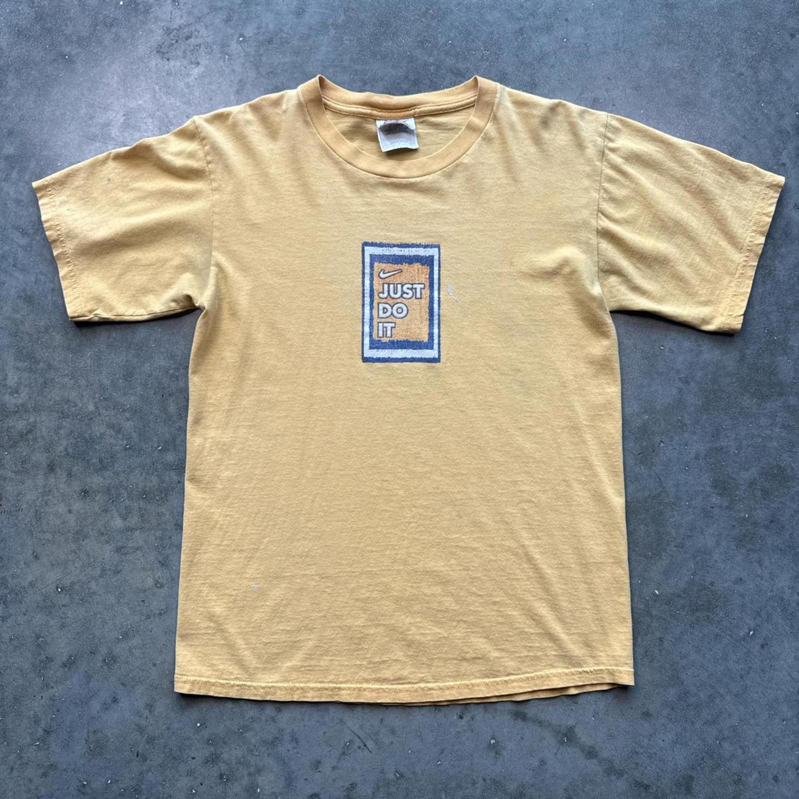 Nike Nike Yellow Cotton T-shirt With "Just Do It" Design Nike Y2K Size US S / EU 44-46 / 1 - 1 Thumbnail