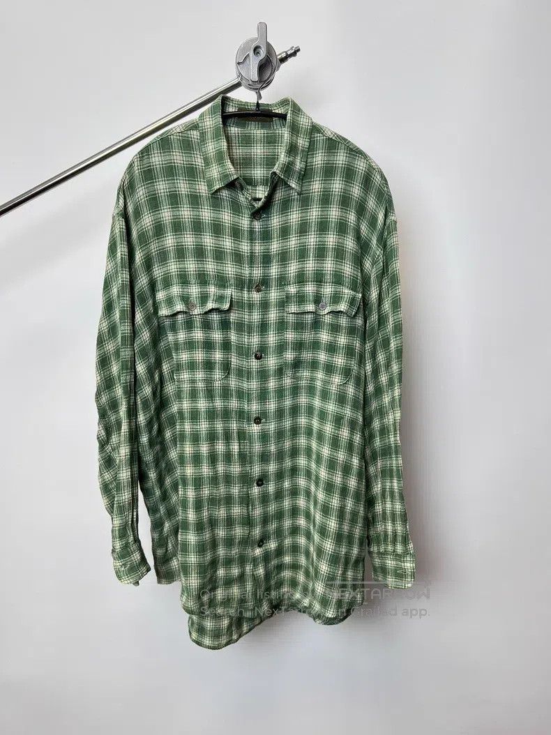 Yohji Yamamoto YOHJI YAMAMOTO Draped green checkered shirt Size US XL / EU 56 / 4 - 1 Thumbnail