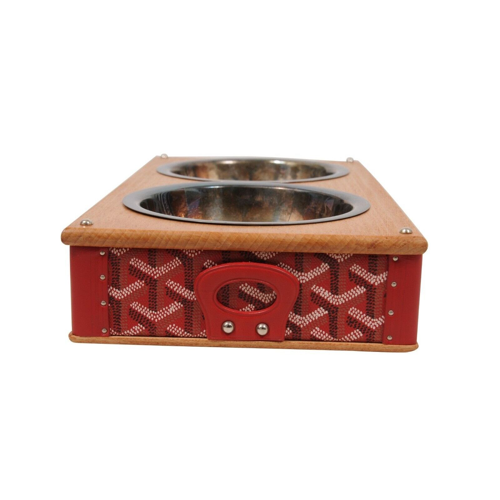 Goyard Red Edmond Double Dog Cat Bowl Hard Sided Trunk Size ONE SIZE - 6 Thumbnail