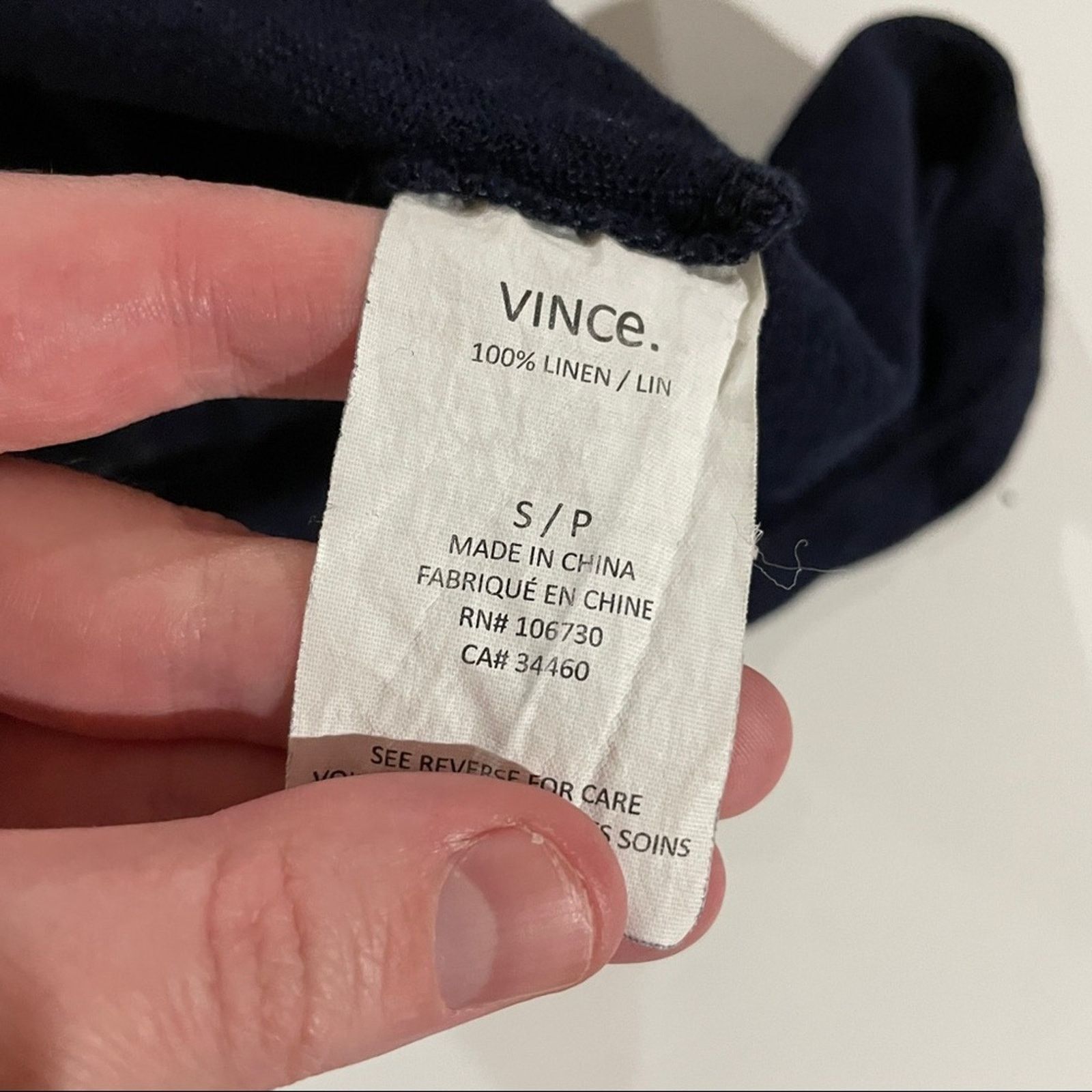 Vince Vince 100% Linen Navy Blue Long Sleeve Top Size S Size S / US 4 / IT 40 - 6 Thumbnail